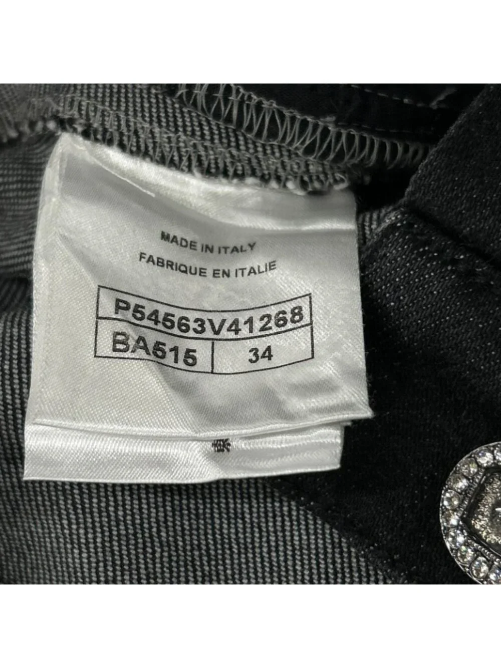 Chanel Black Rhinestone Denim 34 Jeans